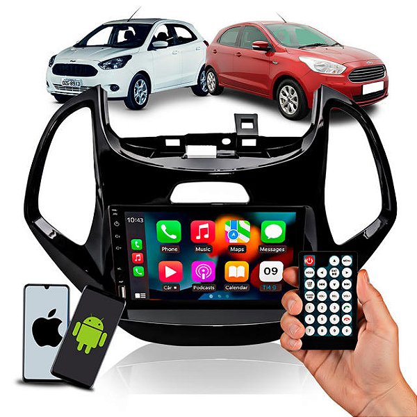 Kit Multimidia MP5 2DIN 7" Full Touch HT-3827CA CarPlay Android Auto Sem Fio BT USB SD AUX + Moldura Black Piano AP939