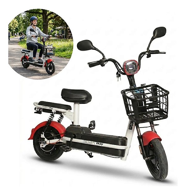 Bicicleta Elétrica 48v 500w Bateria Removível Alta Autonomia Velocidade 42kmh Bike Urbana Scooter Moto Vermelha
