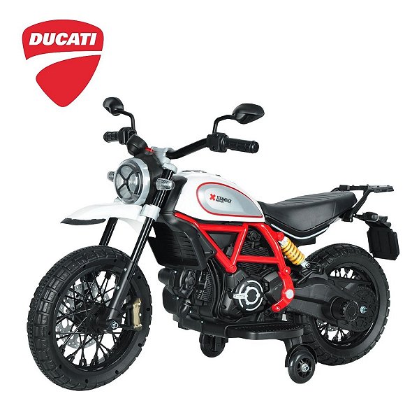 Mini Moto Elétrica Infantil Ducati Scrambler 12v Vermelha Luz Som Usb Duas Velocidades