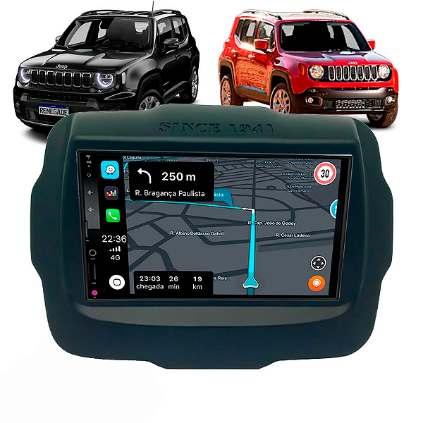 Multimídia 7 Pol MP5 Automotivo Bluetooth USB Com CarPlay e Android Auto Sem Fio Moldura Jeep Renegade a partir de 2015
