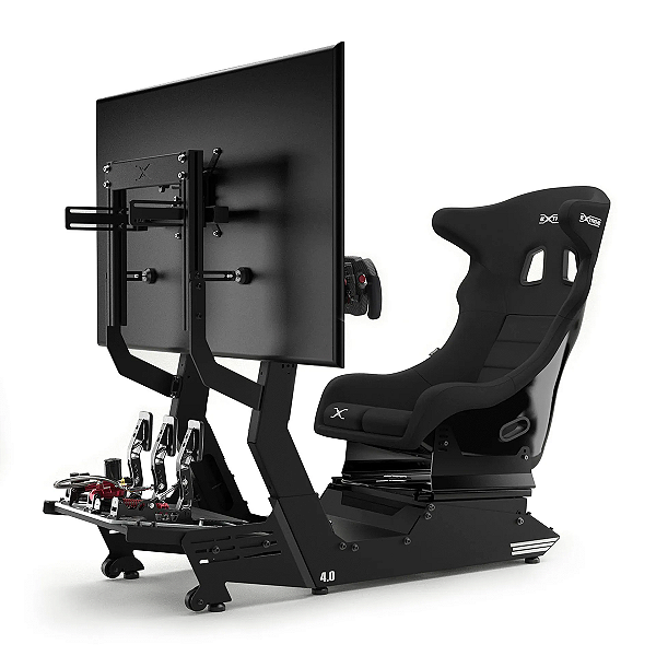 Cockpit Gamer 4.0 Plus Suporte p/Volante e Pedais Com Banco P1 Jogos de Corrida Simuladores Horizontal Extreme Simracing