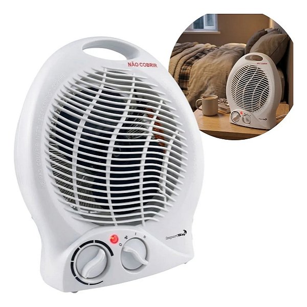 Aquecedor Ventilador 1500w 127v Portátil 2 Em 1 Com 3 Temperaturas Termostato E Proteção