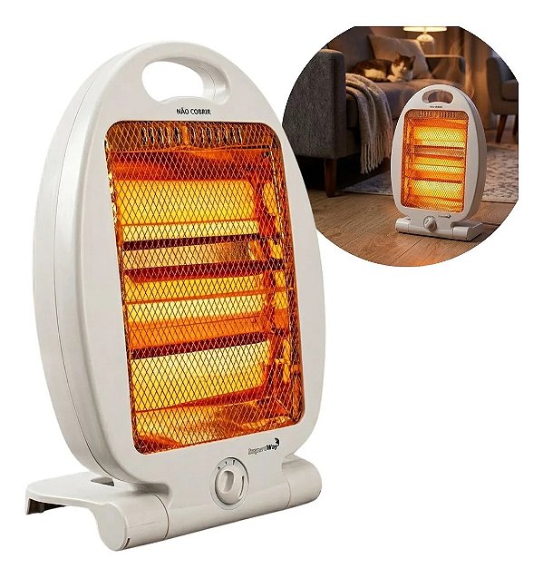 Aquecedor Quartzo 700w 220v Portátil Econômico Com Aquecimento Rápido E Baixo Consumo De Energia