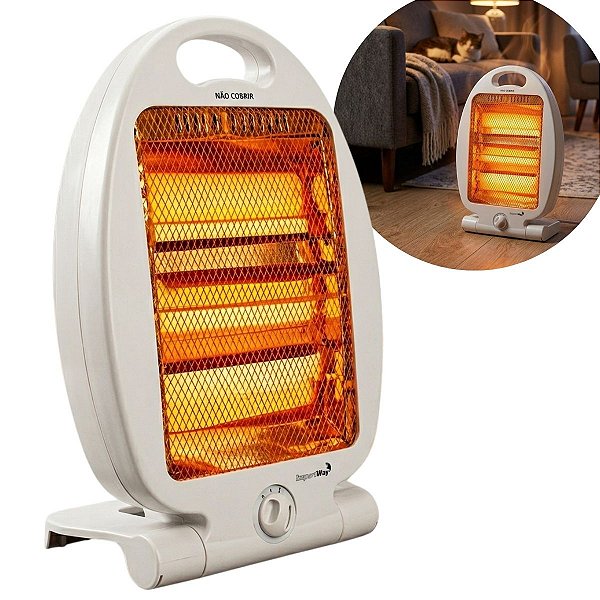 Aquecedor Quartzo 800w 127v Portátil Econômico Com Aquecimento Rápido E Baixo Consumo De Energia