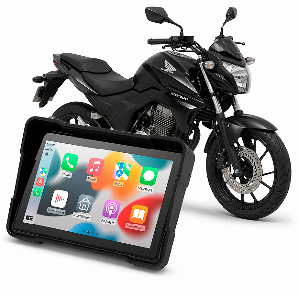 Multimídia para Moto Honda CB 300 de 5 Polegadas com Carplay Android Auto Bluetooth Espelhamento Sem Fio À prova d’água