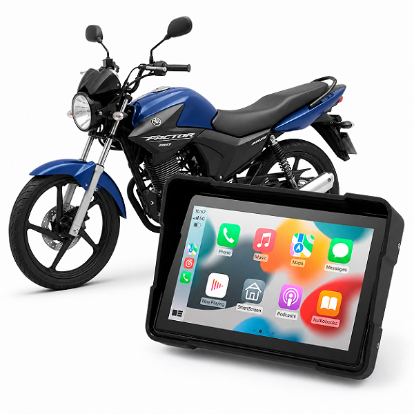 Multimídia para Moto Yamaha Factor 150 5 Polegadas com Carplay Android Auto Bluetooth Espelhamento S/Fio À prova d’água