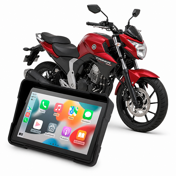 Multimídia para Moto Yamaha Fazer 250 5 Polegadas com Carplay Android Auto Bluetooth Espelhamento S/Fio À prova d’água