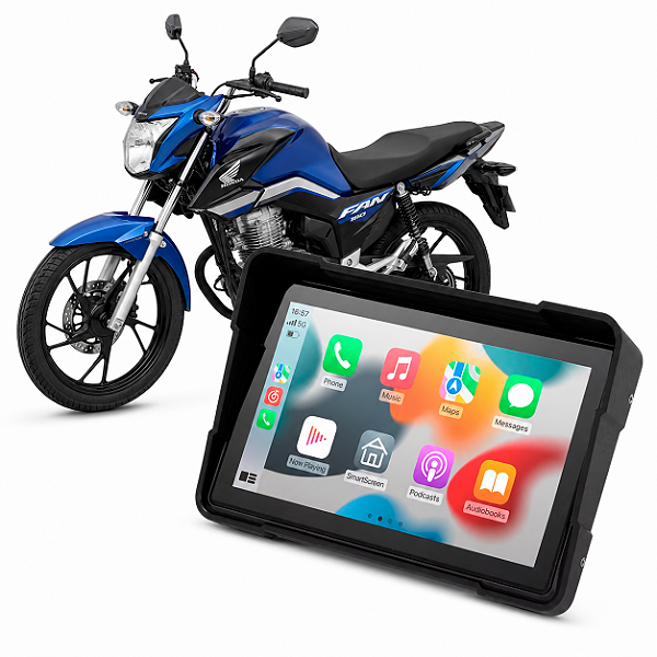 Multimídia para Moto Honda Fan 160 5 Polegadas com Carplay Android Auto Bluetooth Espelhamento Sem Fio À prova d’água