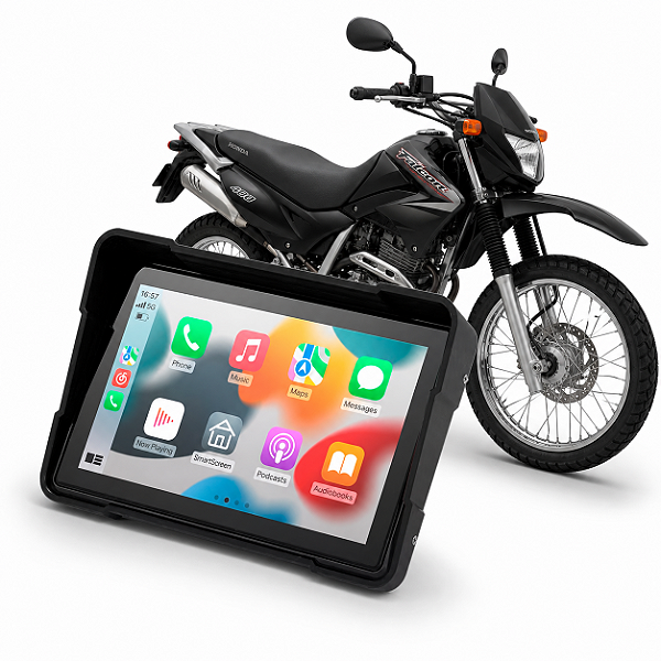 Multimídia Moto 5 Polegadas Honda Falcon 400 1999 até 2008 Apple Carplay e Android Auto Bluetooth Sem Fio À Prova D’Água