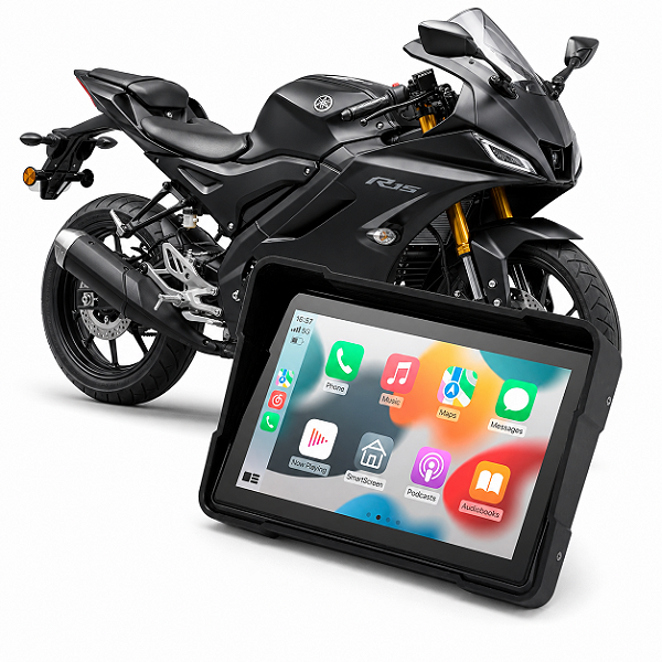 Multimídia Moto 5 Polegadas Moto Yamaha R15 - 2023 até 2026 Apple Carplay Android Auto Bluetooth Sem Fio À Prova D’Água