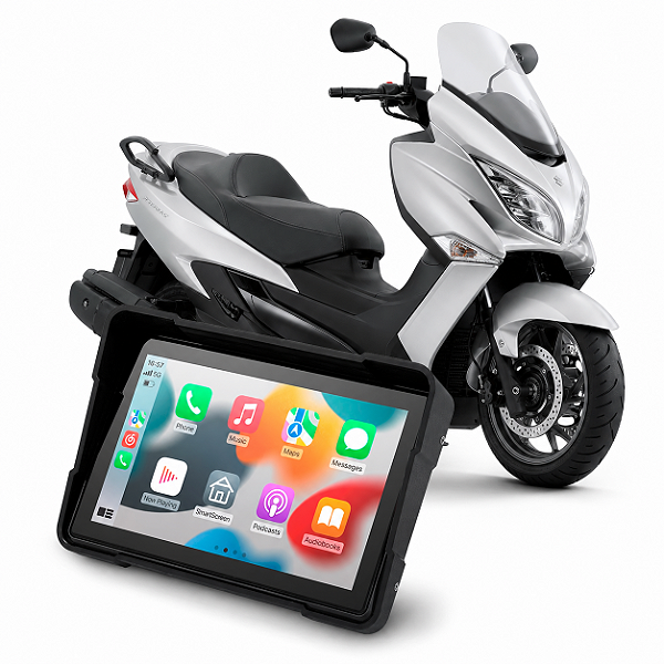 Multimídia Moto 5 Pol Suzuki Burgman 400 2005 até 2026 Com Apple Carplay e Android Auto Bluetooth Sem Fio À Prova D’Água