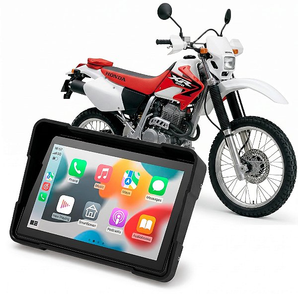 Multimídia Moto 5 Polegadas Honda XR 250 Tornado 2001 até 2008 Com Carplay Android Auto Bluetooth Sem Fio À Prova D’água