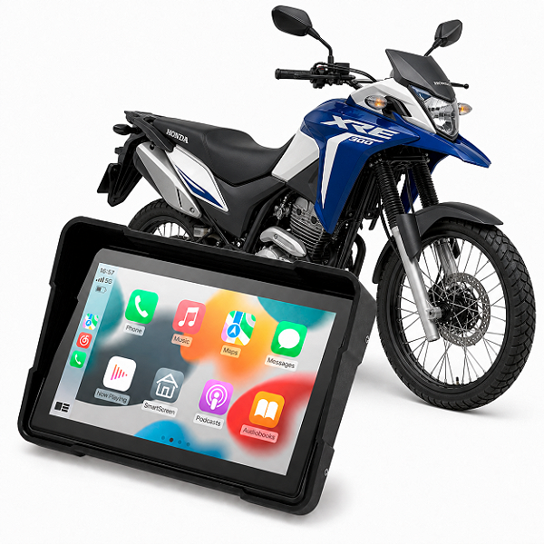 Multimídia Para Motos 5 Polegadas Honda XRE 300 2009 até 2026 Com Carplay Android Auto Bluetooth Sem Fio À Prova D’água