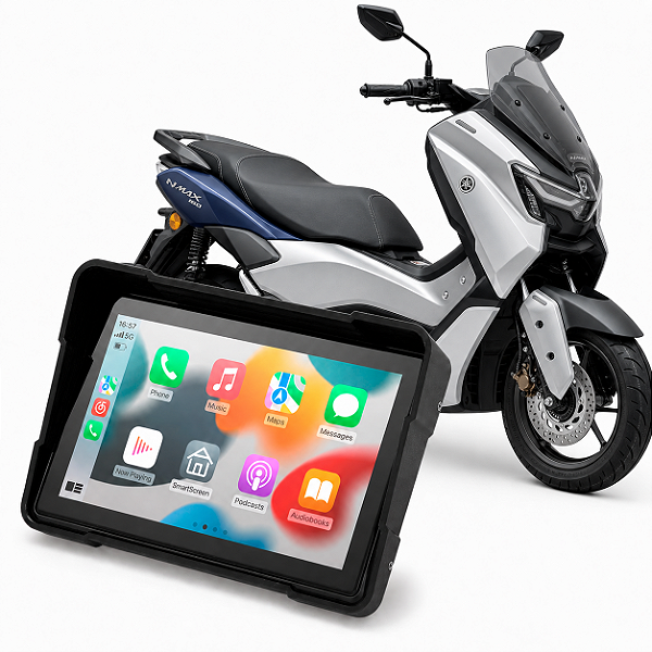 Multimídia Para Motos 5 Polegadas Yamaha NMax 160 2017 até 2026 Carplay e Android Auto Bluetooth Sem Fio À Prova D’água