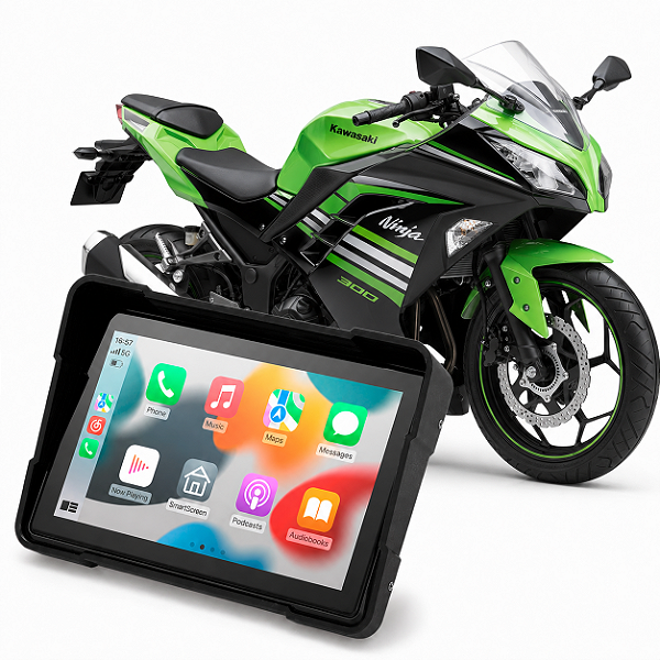 Multimídia Motos 5 Polegadas Kawasaki Ninja 300 2013 até 2017 Carplay e Android Auto Bluetooth Sem Fio À Prova D’água