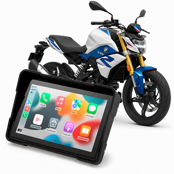 Multimídia Motos 5 Polegadas Mp5 BMW G 310 R 2018 até 2026 Com Carplay e Android Auto Bluetooth Sem Fio À Prova D’água