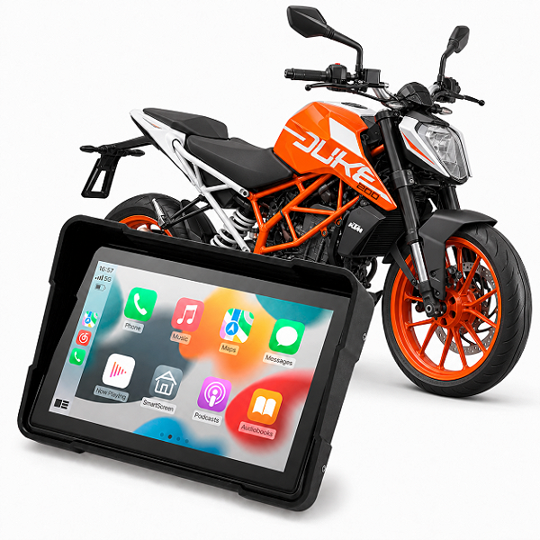 Multimídia Motos 5 Polegadas Mp5 KTM Duke 200 2017 até 2026 Com Carplay e Android Auto Bluetooth Sem Fio À Prova D’água