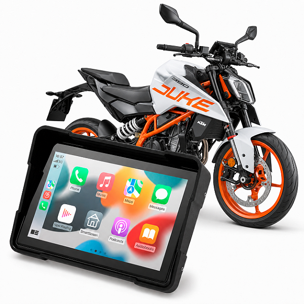 Multimídia Motos 5 Polegadas Mp5  KTM Duke 390 2015 até 2026 Com Carplay e Android Auto Bluetooth Sem Fio À Prova D’água