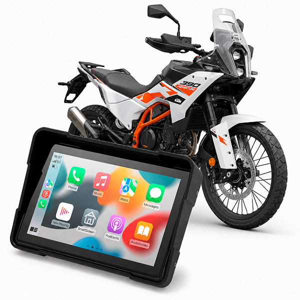 Multimídia Motos 5 Polegadas Mp5 KTM Adventure 390 2020 a 2026 Carplay e Android Auto Bluetooth Sem Fio À Prova D’água