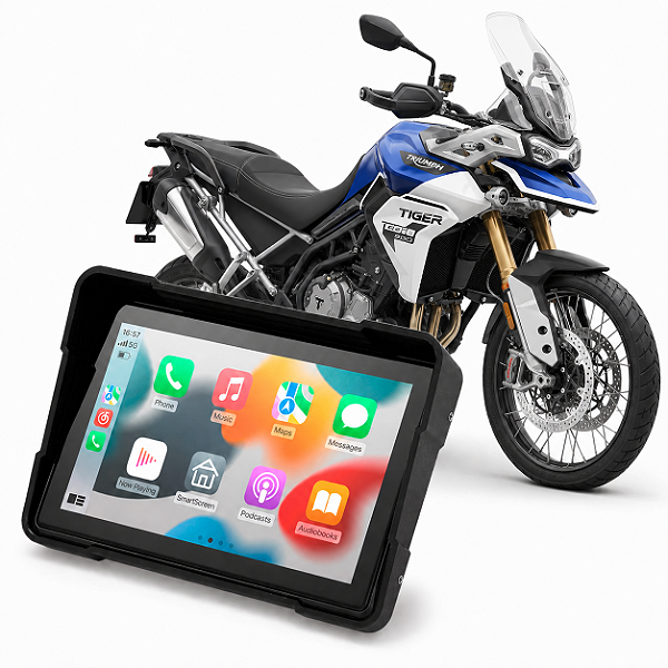 Multimídia Moto 5 Polegadas Mp5 Triumph Tiger 900 2020 até 2026 Carplay e Android Auto Bluetooth Sem Fio À Prova D’água