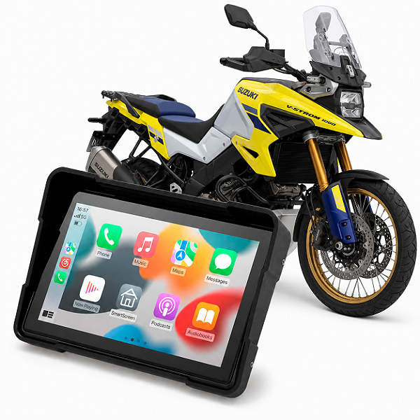 Multimídia Moto 5 Polegadas Mp5 Suzuki V-Strom 1000 2014 a 2020 Carplay e Android Auto Bluetooth Sem Fio À Prova D’água