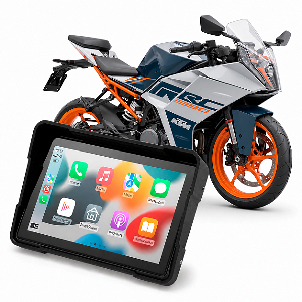 Multimídia Moto 5 Polegadas Mp5 KTM RC 390 2015 até 2026 Com Carplay e Android Auto Bluetooth Sem Fio À Prova D’água