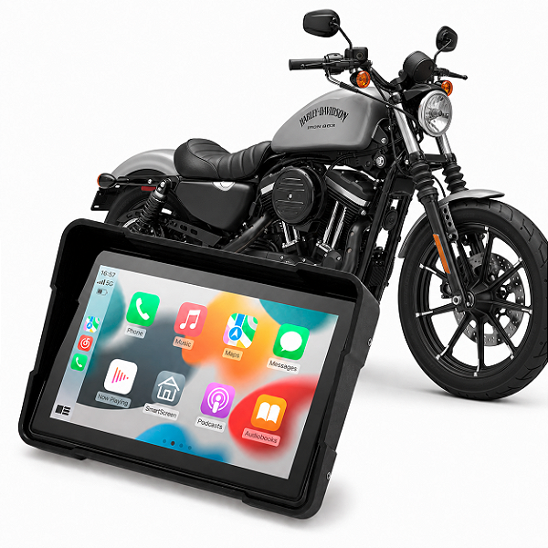 Multimídia Moto 5 Pol Mp5 Harley-Davidson Iron 883 2009 até 2022 Carplay e Android Auto Bluetooth Sem Fio À Prova Dágua