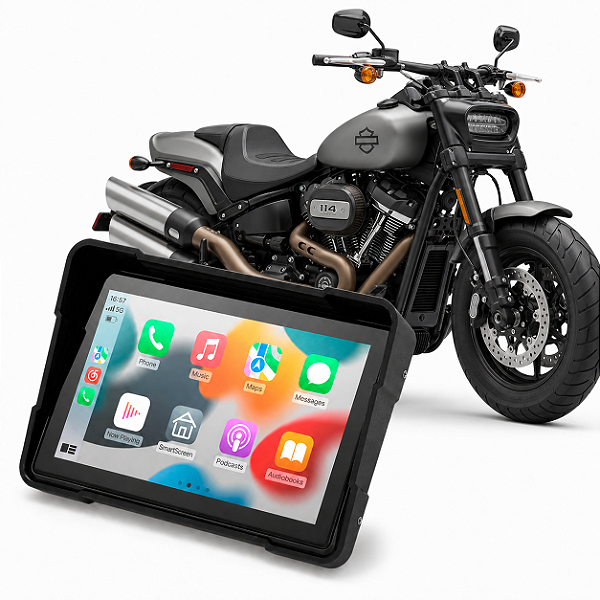 Multimídia Moto 5 Pol Mp5 Harley-Davidson Fat Bob 2008 a 2026 Com Carplay e Android Auto Bluetooth Sem Fio À Prova Dágua