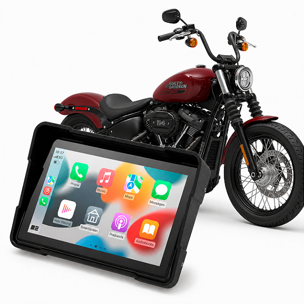 Multimídia Moto 5 Pol Mp5 Harley-Davidson Street Bob 2010 a 2026 Carplay e Android Auto Bluetooth Sem Fio À Prova Dágua