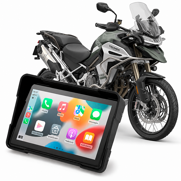 Multimídia Moto 5 Polegadas Mp5 Triumph Tiger 1200 2012 até 2026 Carplay e Android Auto Bluetooth Sem Fio À Prova D'água