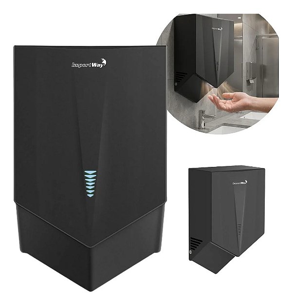 Secador De Mãos Automático Preto 1500w 220v Com Sensor E Secagem Rápida Para Banheiros
