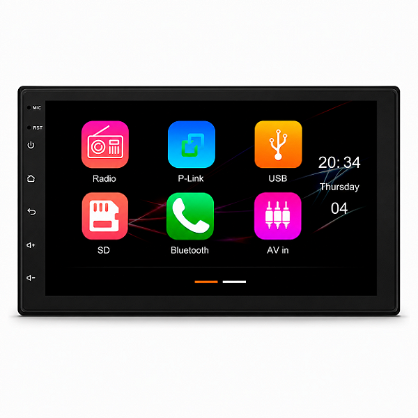 Central Multimídia 7 Polegadas Mp5 Touch Screen Carplay e Android Auto Conexão Bluetooth Espelhamento Com Fio - JR8