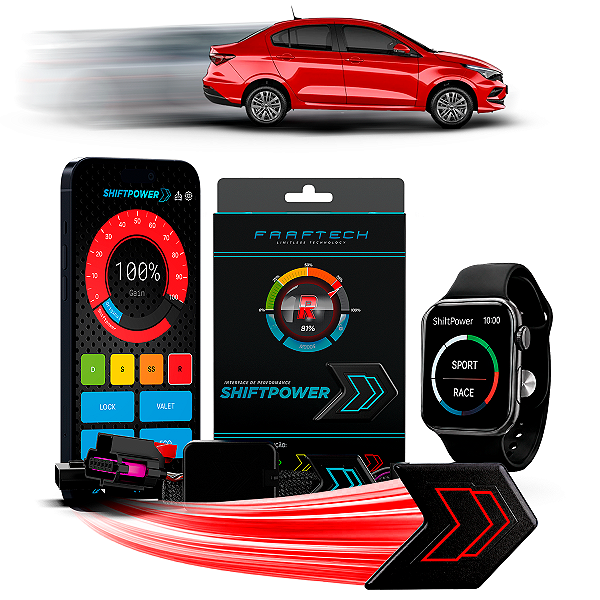Shiftpower Acelerador Pedal Chip Cronos 2018 a 2026 FT-SP02+ Carplay e Android Auto Apple Watch App Bluetooth Faaftech