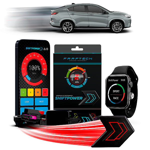 Shiftpower Acelerador Pedal Chip Carplay e Android Auto Apple Watch App Bluetooth Fastback 2023 a 2026 FT-SP02+ Faaftech