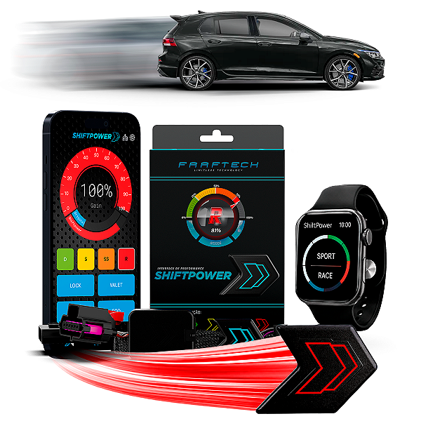 Shiftpower Chip Acelerador Pedal Golf 2015 até 2023 FT-SP18+ Carplay e Android Auto Apple Watch App Bluetooth Faaftech
