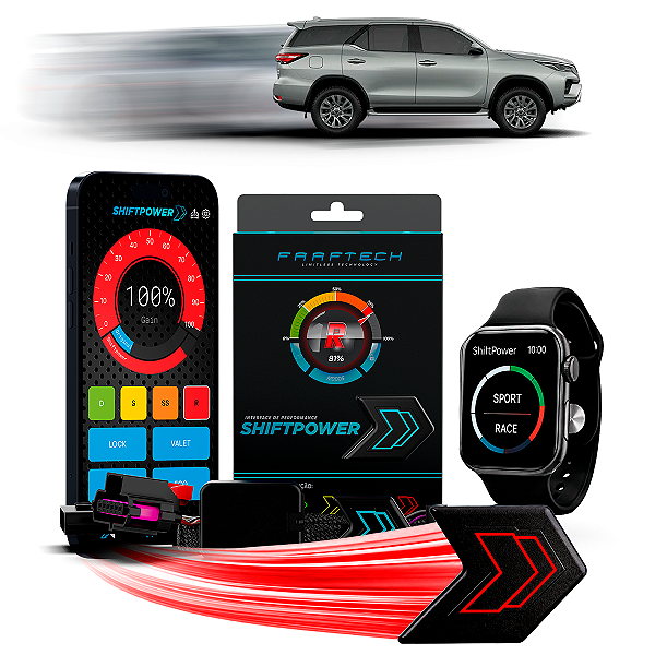 Shiftpower Chip Acelerador Pedal Carplay e Android Auto Apple Watch App Bluetooth Hilux SW4 2005-2015 FT-SP07+ Faaftech