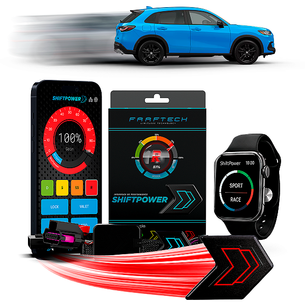 Shiftpower Chip Acelerador Tira Atraso Pedal HR-V 2014 até 2026 FT-SP20+ Carplay e Android Auto Apple Watch Faaftech