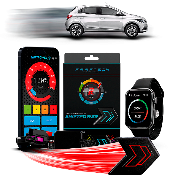 Shiftpower Chip Acelerador Tira Atraso Pedal Onix 2013 até 2019 FT-SP05+ Carplay e Android Auto Apple Watch Faaftech
