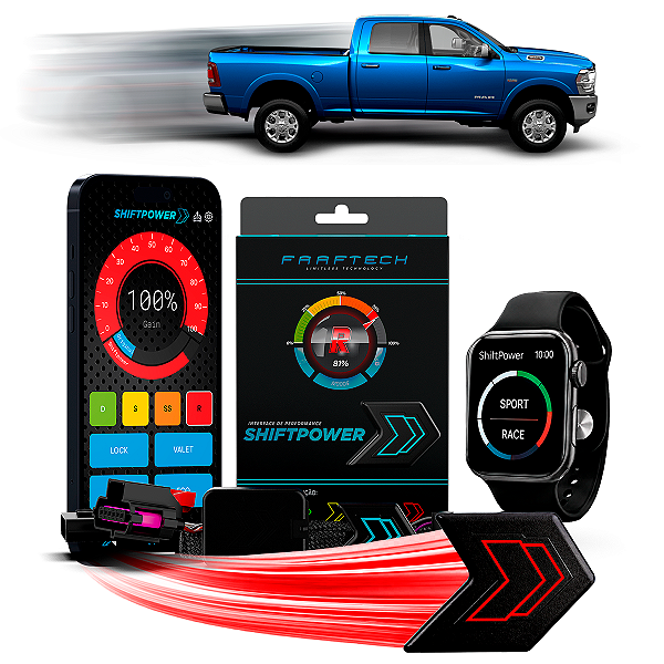 Shiftpower Chip Acelerador Tira Atraso Pedal Carplay e Android Auto Apple Watch Ram 2500 2007 até 2021 FT-SP04+ Faaftech