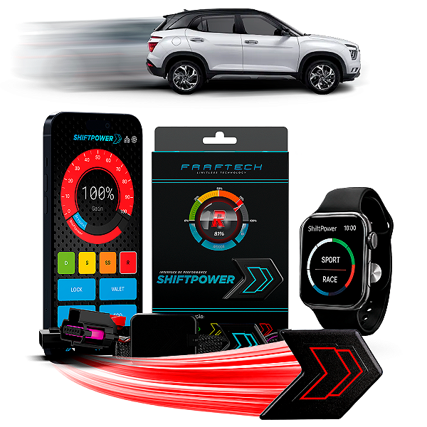 Shiftpower Chip Acelerador Tira Atraso Pedal Carplay e Android Auto Apple Watch Creta 2016 até 2027 FT-SP13+ Faaftech