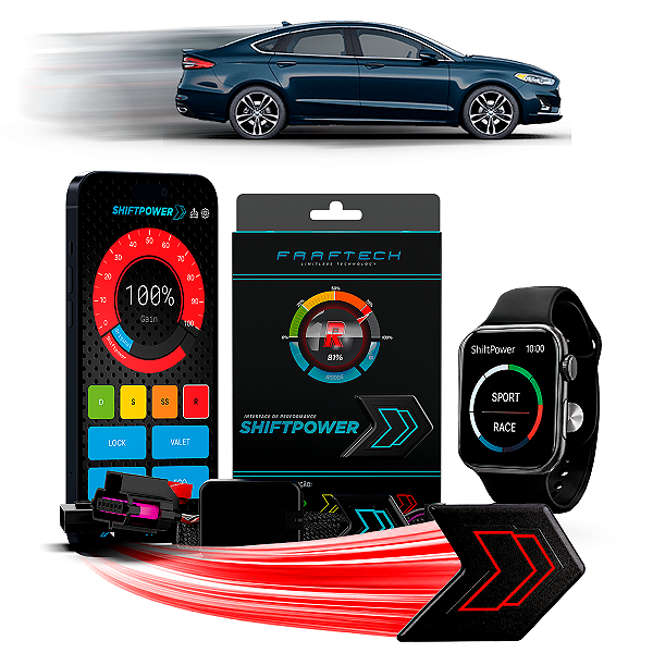 Shiftpower Chip Acelerador Tira Atraso Pedal Fusion 2009 até 2020 FT-SP04+ Carplay e Android Auto Apple Watch Faaftech