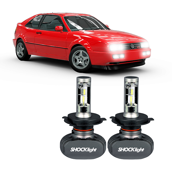 Par Lâmpadas H4 Potência Total 50W Plug&Play Bivolt 10000LM Titanium Ultra LED Corrado G-60 2.8 1991 até 1992 Shocklight