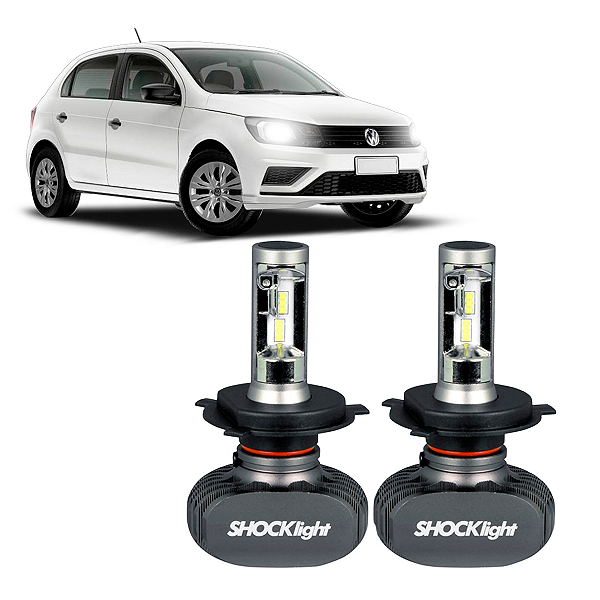 Par Lâmpadas H4 Titanium Ultra LED Plug&Play Bivolt Gol Black Rally Rally I Motion 1.0 1.6 8V 2011 a 2014 Shocklight