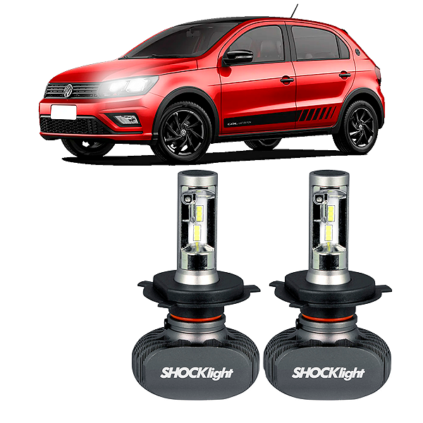 Par Lâmpadas H4 Titanium Ultra LED Plug&Play Bivolt Gol BX CL GL GLS GT GTS GTI MI Plus Special 1985 até 2005 Shocklight