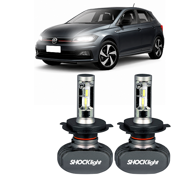 Par Lâmpadas H4 Titanium Ultra LED Bivolt Gol City GTI Fun Highway Ouro Plus Power Rally Trend 1999 a 2005 Shocklight