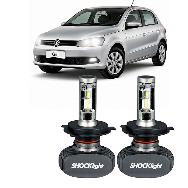 Par Lâmpadas H4 Super Branca 6000K Efeito Xenon Plug&Play Bivolt Shocklight Gol Novo 1.0 1.6 MI Total Flex 2009 até 2013