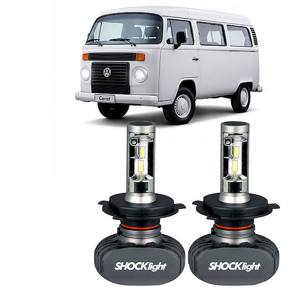 Par Lâmpadas H4 Titanium Ultra LED Kombi Carat Escolar Furgão Lotação Pick-Up Luxo Série Prata 1985 até 2013 Shocklight