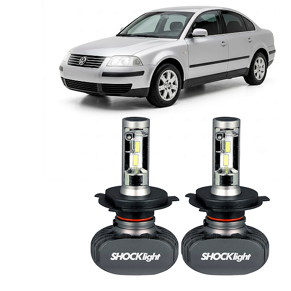 Par Lâmpadas H4 Titanium Ultra LED Bivolt Plug&Play 10000LM Passat 1.8 Turbo 2.0 16V 2.8 VR6 1991 até 2001 Shocklight