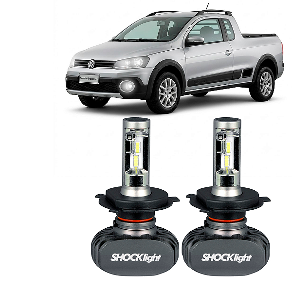 2 Lâmpadas H4 Efeito Xenon Saveiro City CL CLI Crossover Fun GL GLI GLS GLSI 1985-2013 Titanium Plug&Play H4 Shocklight