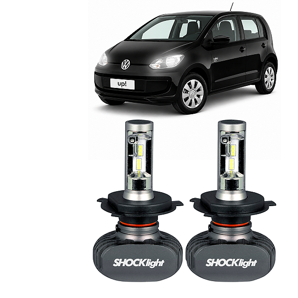 Par UltraLed H4 Super Branca 6000K UP Take Move 2014 até 2015 Titanium Plug&Play Potência Total 50W 10000LM Shocklight